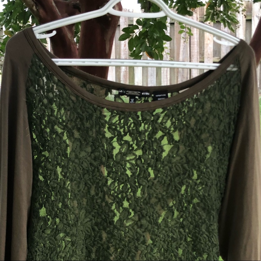 Miss Me Lace Boatneck Raglan Boutique Olive Army - Picture 3 of 6